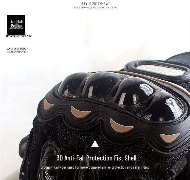 Breathable Full-Finger Anti-Fall Motorcycle Gloves with Touchscreen Capability and Wrist Guards for Off-Road Riding