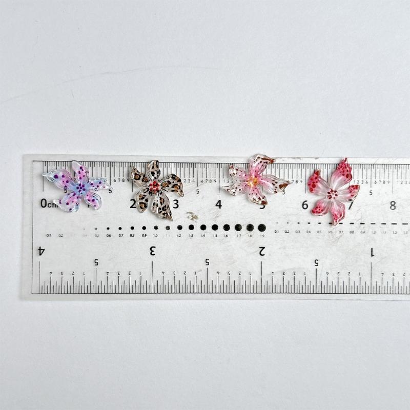 20 Stück Bunte Blumen Nagelanhänger 3D Hibiskus Blumenharz Nageldekoration für Damen Nagelzubehör und Kunst