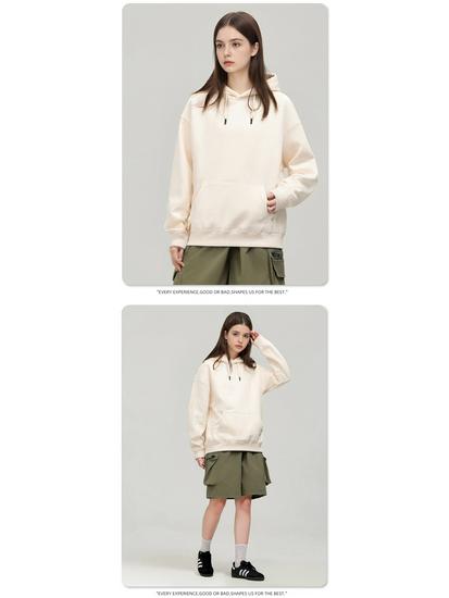 Men's Casual Thick Terry Cloth Hoodie: Heavyweight Pure Cotton Sweatshirt - Loose Fit, Solid Color, American Style for Autumn/Winter.