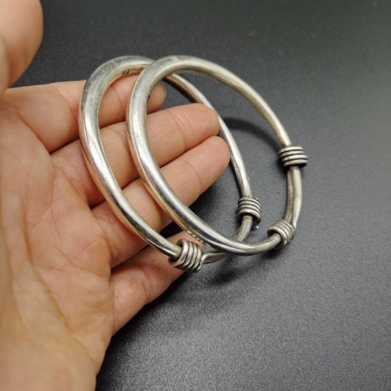 

Оптовая тибетская Miao Винтажный этнический стиль Фу Лу Шо Инкрустация Чистое серебро Браслет-слайдер с драконом и фениксом Для