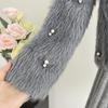 Women's Beaded Faux Mink Fur Coat - Korean Style Knit Cardigan, Spring/Autumn Long Hair Outerwear.