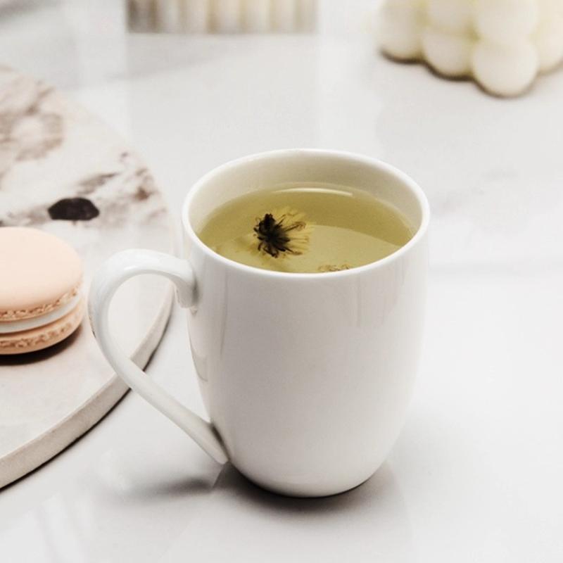 2pcs Bone China Coffee Mug 370ml Ceramic Tea Cup White Coffee Mugs for Latte, Tea, Cappuccino, Cocoa-Microwavable