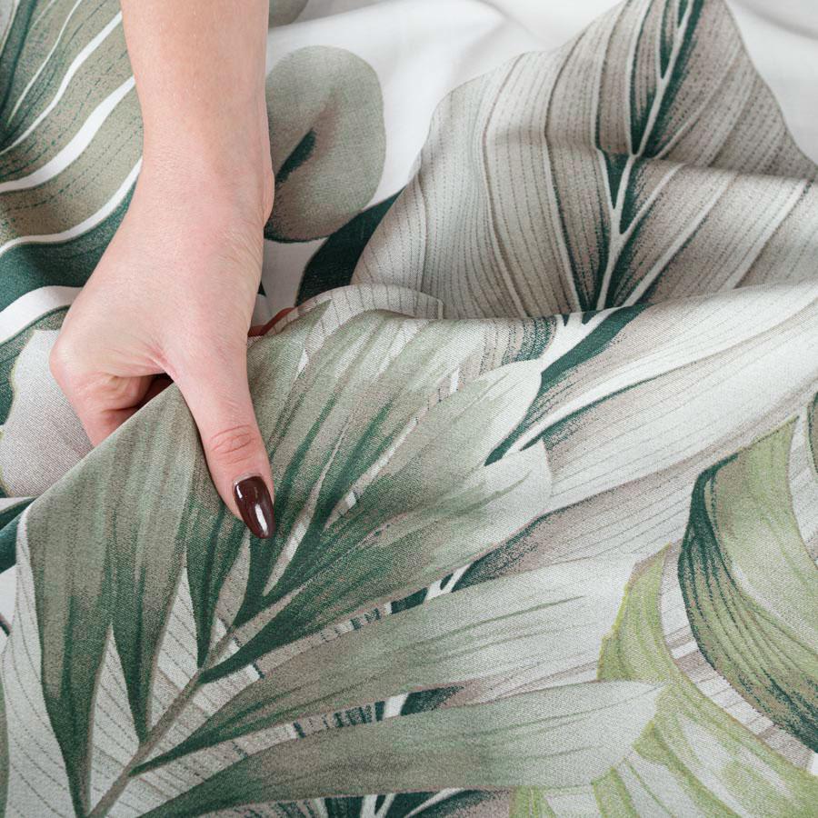 LEAFY Bedding Set 220x200 Cm - Cotton Sateen, Tropical Leaf Pattern