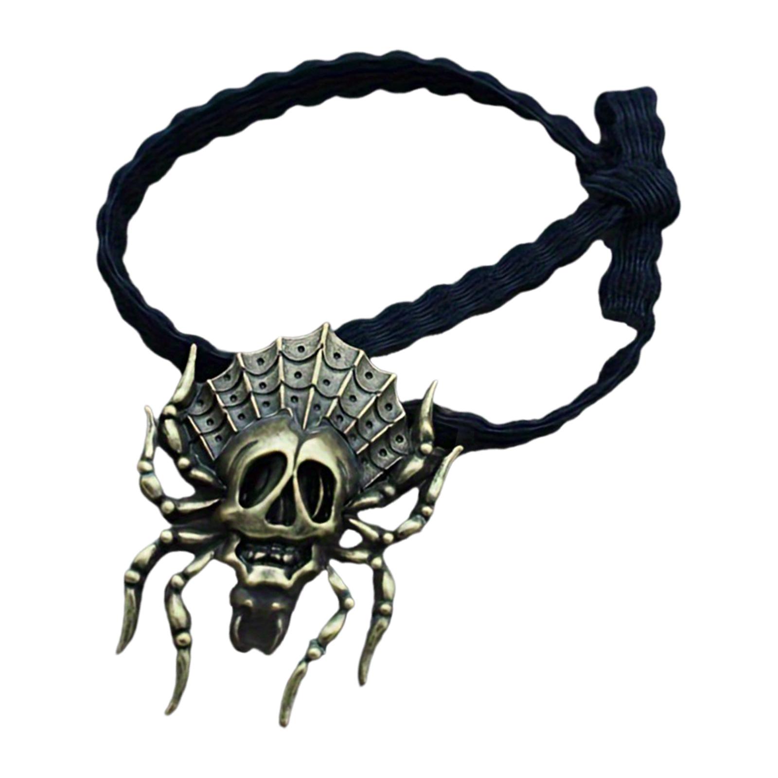 

Spider Skull Hair Rope Hair Scrunchie for Female 3D Punk Hairbands Teens Girl Vintage Hair Elastic Ponytail Hair Holder B
