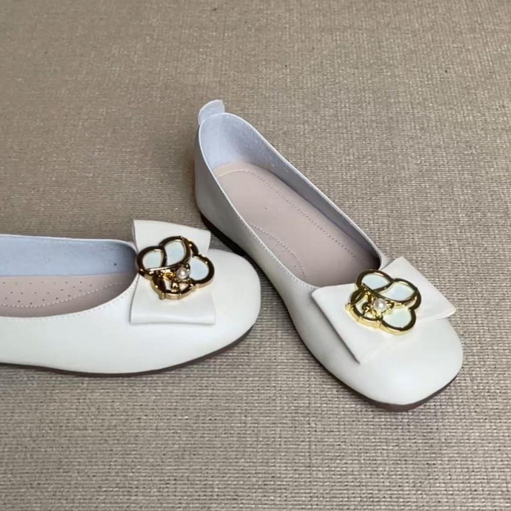 Sheepskin~ Leather Super Soft Light Mouth Single Shoes Women's 2025 New Summer Ballet Doudou Shoes Versatile Flat Grandma Shoes