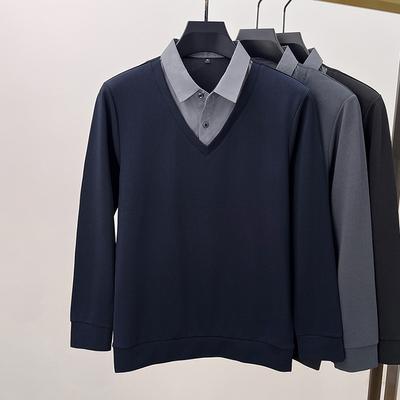 Bahar Erkek Sahte İki Parçalı Kazak Yaka, Bol Stil, Genç Avrupa ve Amerikan Sadeliği