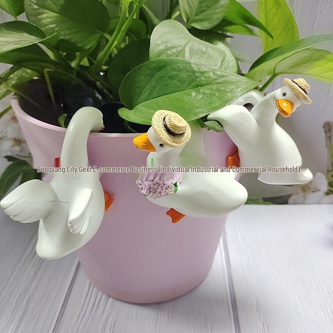 Mandarin Duck Resin Hanging Garden Pot Pendant Decoration
