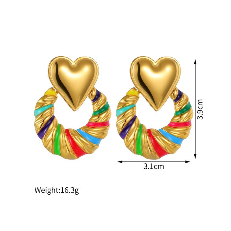 Геометрические круглые полые серьги Color Block, 18 карат золота, Уникальные креативные украшения для женщин