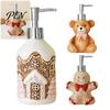 Shower Gel Container Christmas Ceramic Soap Dispenser, Gingerbread Man House Bear Liquid Hand Shape Dispenser Container, Refillable Lotion Bottle for