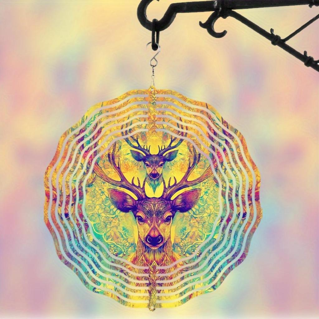 360 Degree Rotating Hook Metal Wind Chime 25.4cm for Garden Lawn Decoration Perfect Gift for Friends Spring Summer Outdoor Hanging Ornament