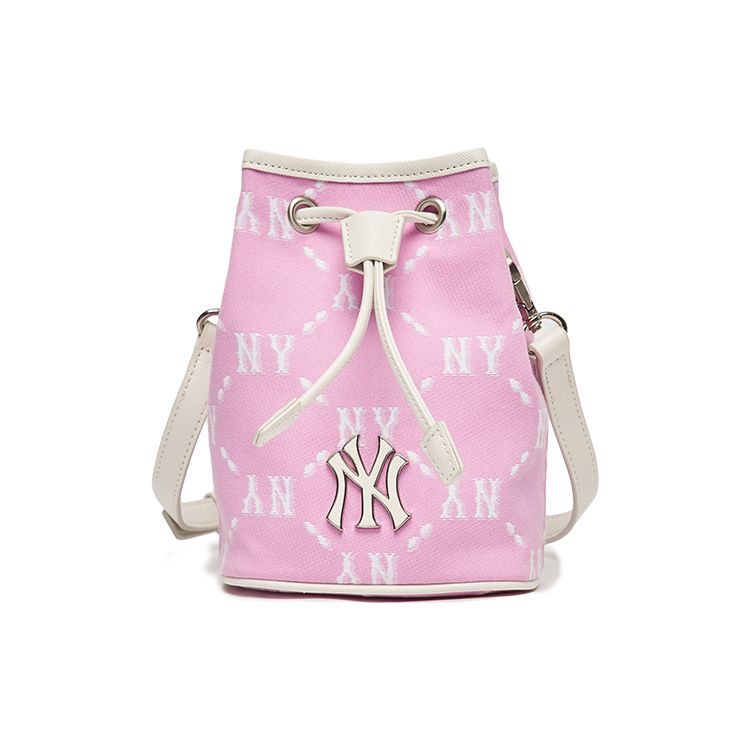 MLB Monogram Series Vintage Floral Print NY Yankees Polyester Bucket Bag Unisex bags Pink 3ABMS022N-50PKS Pink