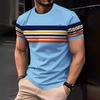 2026 Striped Mesh Short-Sleeve T-Shirt with 3D Print - Versatile Loose Fit