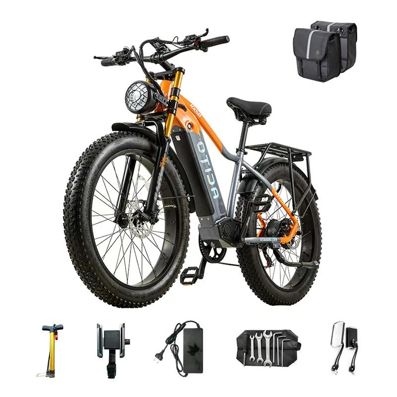 BURCHDA New RX50 1500W 50 Km/h Electric Mountain Bike for Adults, 48V 20Ah Lithium Battery 26 Inch Fat Tire Ebike