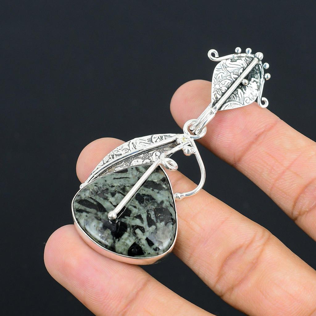 Halloween Deal Pear Star Galaxy Jasper Stone Sterling Silver Wedding New Pendant