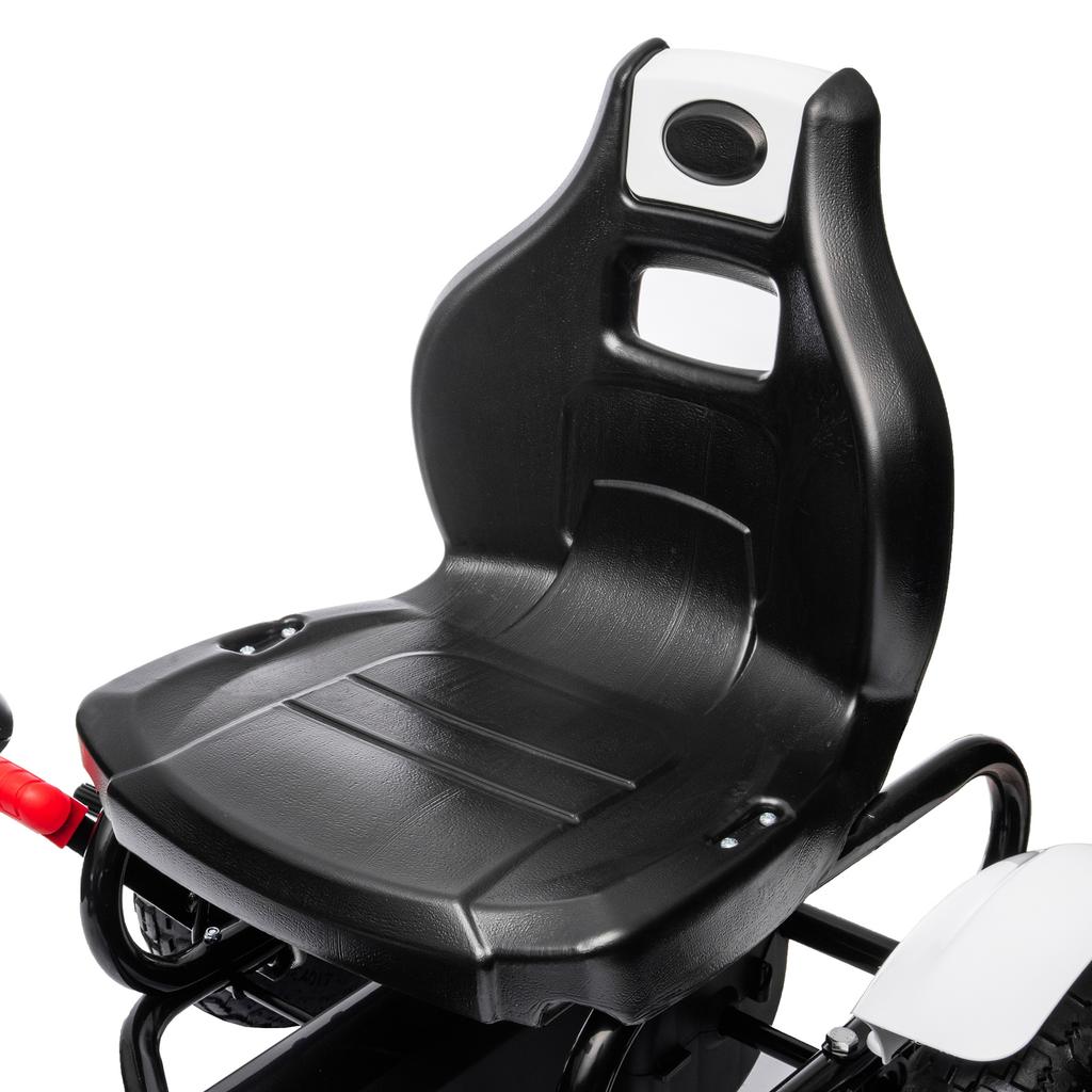 Go-Kart Pedal Car with Hand Brake, Adjustable Seat, Forward and Reverse Gear, up to 50kg for Children 5-12 Years, White