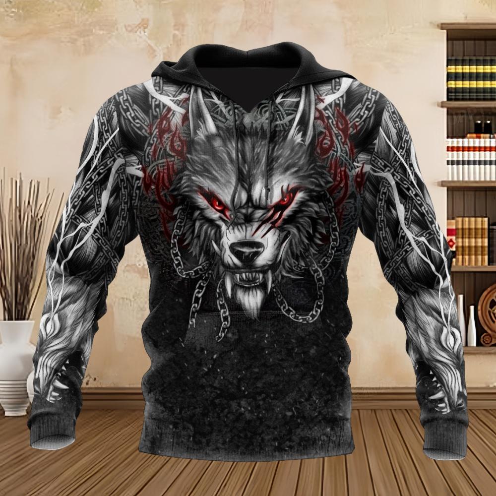 Oversized Tattoo Skeleton Cross Terror Red 3D Printed Men's Hoodie Sweatshirt Topscasual Tracksuits Raven Animal Men Clothing