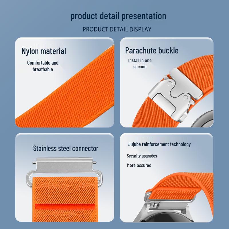 Huawei/Samsung Series Universal Nylon Watch Strap with Parachute Buckle - 20MM/22MM.