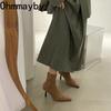 Autumn High Heel Stretch Slim Women Ankle Boots Autumn Ladies Elegant Pointed Toe Short Botas  De Mujer