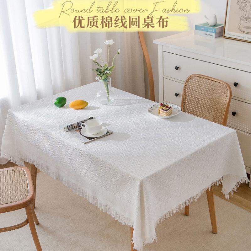 Cotton And Linen Tablecloth Rectangular Coffee Table Fringed Lace Tablecloth Photo Light Luxury Table Cloth Round Table Cloth Camping