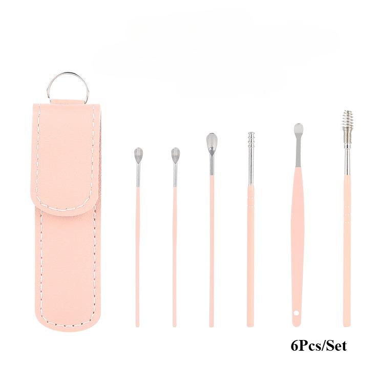 Durable And Safe 6Pcs Ear Cleaner Ear Wax Remover Cleaning Kit Pick Earwax Curette Spoon Care Removal Tool For Baby Adults Ear Care Set