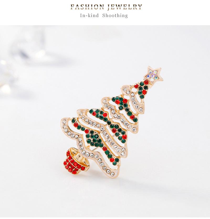 Women Christmas Tree Brooch Crystal Inlaid Breastpin Top Decoration Jewelry for Ladies