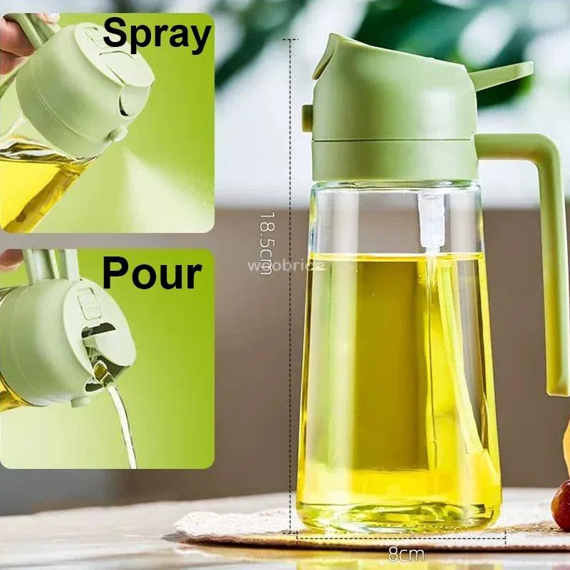 2 In 1 Kitchen Oils Sprayer Olive Oil Spray Plastic Bottle Vinegar Dispenser Kitchen Oil Diffuser Accessories Camping Baking Pic