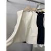 Women's Minimalist V-neck Tie Waistcoat Sleeveless Blazer Vest Casual Office Outerwear