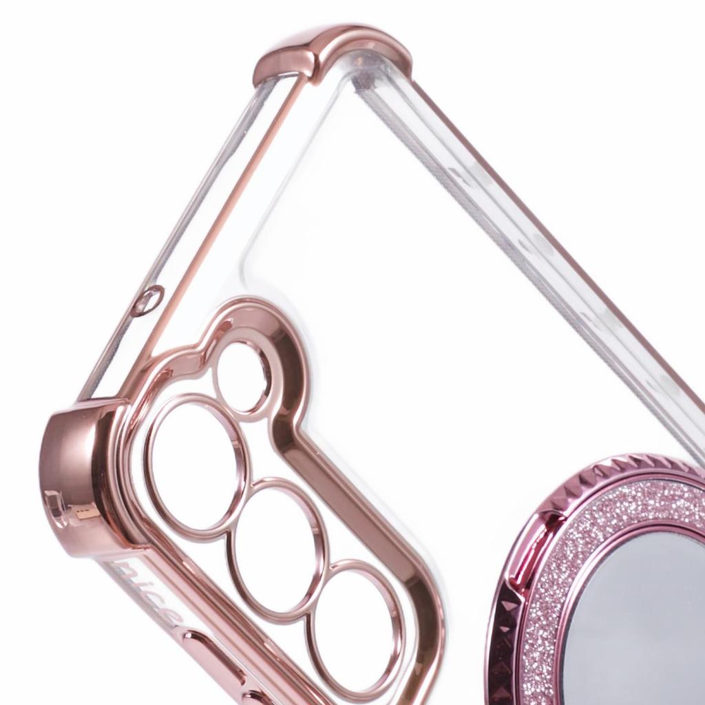 Pour Samsung Galaxy S23 Étui Miroir Béquille Housse de Téléphone TPU Motif Cœur sur le Côté