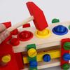 Wooden Disassembly and Assembly Nuts Cart, Assembled Ball-kicking Cart Platform Tool Cart, Wooden Children's Combination Toy