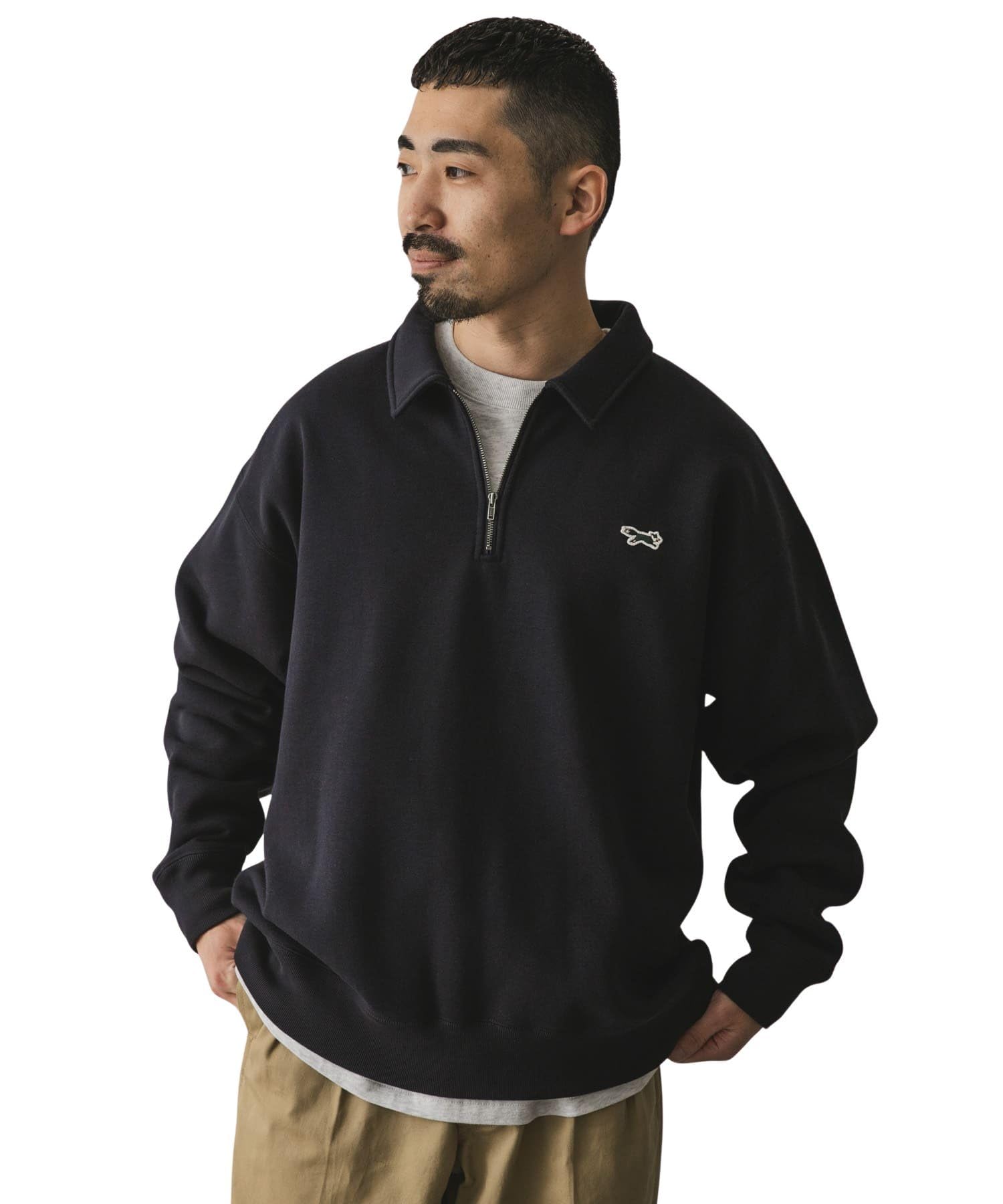 

Urban Research Doors Special Order PENNEYS x DOORS THE FOX Zip Polo Sweatshirt, Men s, Navy, Size M, DR47-11H722