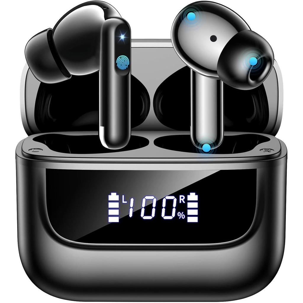 Kabellose Ohrhörer Bluetooth 5.4 6 Mikrofone ENC Geräuschunterdrückung Ohrstöpsel Tiefer Bass HiFi Stereo LED-Anzeige 48H Wiedergabezeit Kopfhörer IPX7 Kopfhörer Android iOS