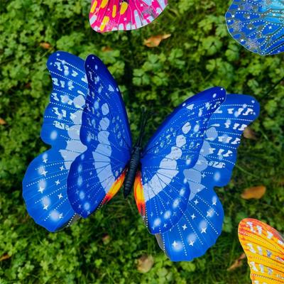 5pcs Large Garden Yard Planter Butterfly Colorful Double Layered 3D Butterfly Stakes Butterfly Waterproof Grounding Decoration