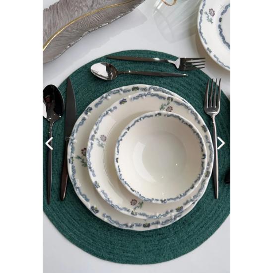 Old Town Premium Porselen 24 Parça 6 kişilik Günlük Vintage Çiçek Desenli Yemek Takımı