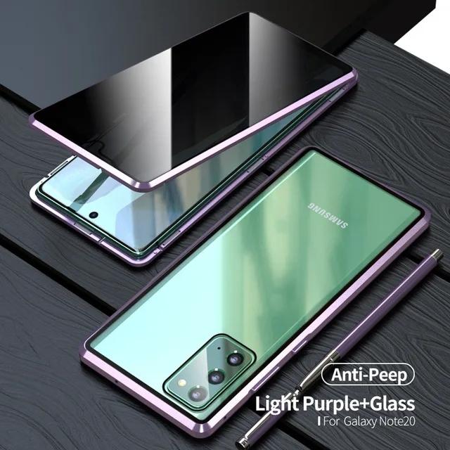 360 Full Cover Magnetic Metal Flip Case For Samsung Galaxy 20 Ultra Note20 Cases Tempered Glass 20 Privacy Fundas Euti