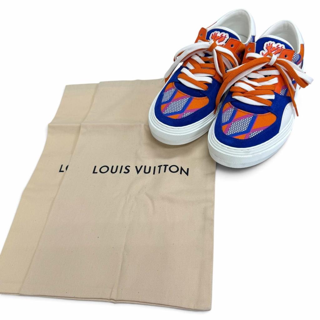 Pristine LOUIS VUITTON Low Cut Sneakers LV Oriline Blue Canvas Mens 6 Used