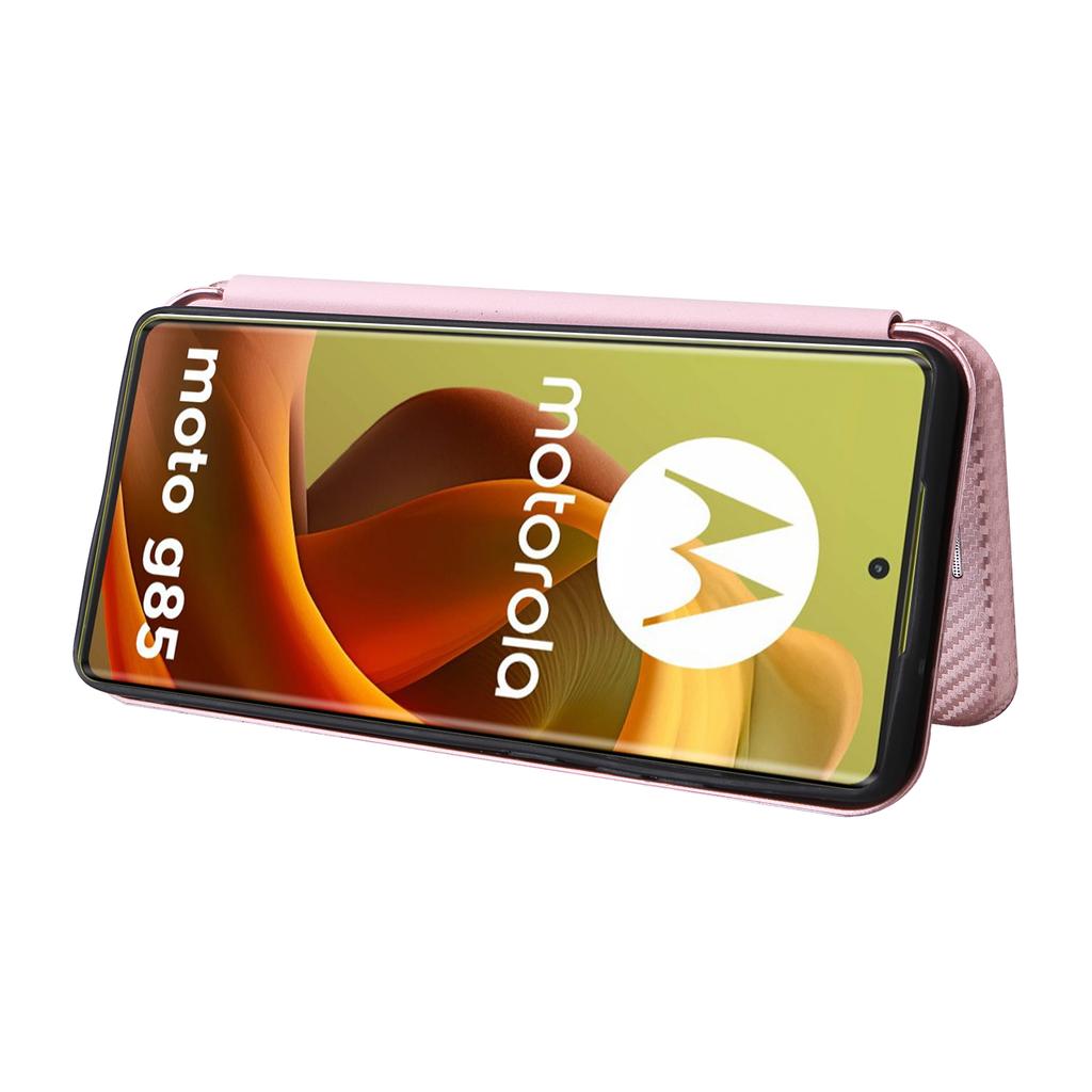 For Motorola Moto G85 5G Case Card Holder Leather Carbon Fiber Texture Phone Cover