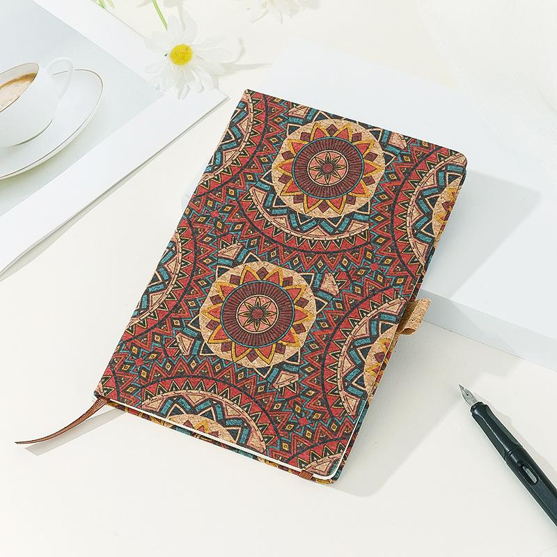 Travel Souvenir Cork Notebook A5 Notepad Retro Pattern