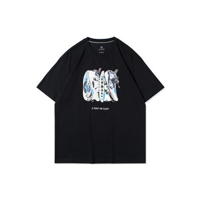Wade Series Insomnia Theme Bedrucktes Locker geschnittenes Sport-Kurzarm-T-Shirt Herren Tops Schwarz AHSRA85-2