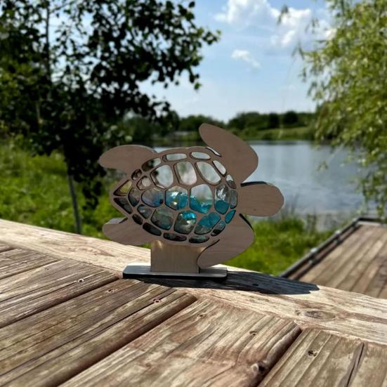 Sea Glass Display Box Sea Turtle Shaped Storage Box Coastal