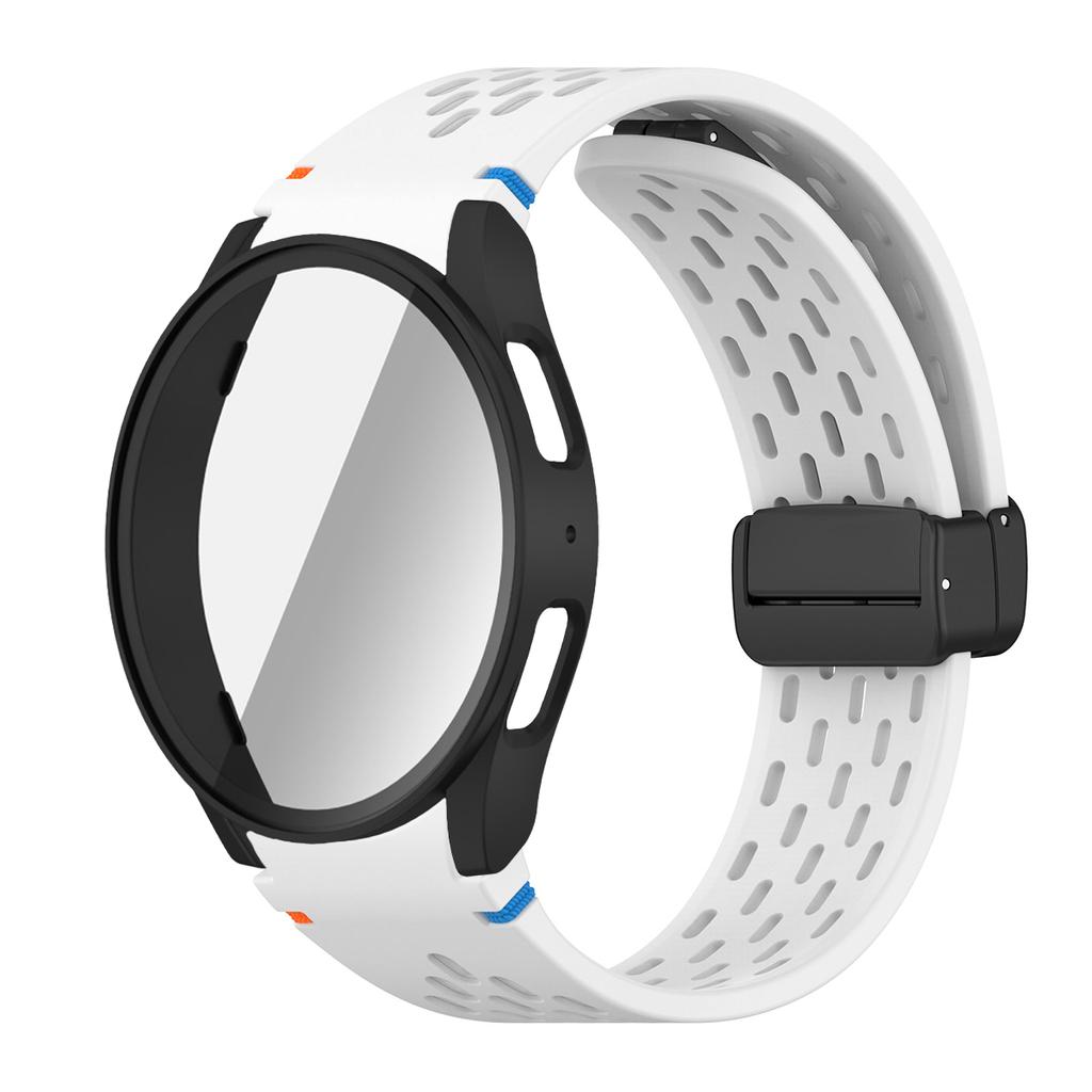 Case+Strap for Samsung Galaxy Watch 7 6 5 4 40/44mm Silicone Magnetic Band Tempered Glass Screen Film PC Protector Cover Bumper