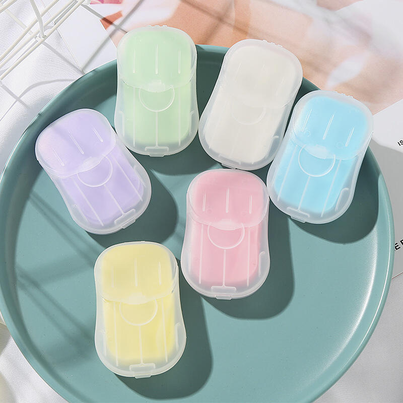 Pastel-toned portable handy disposable paper soap