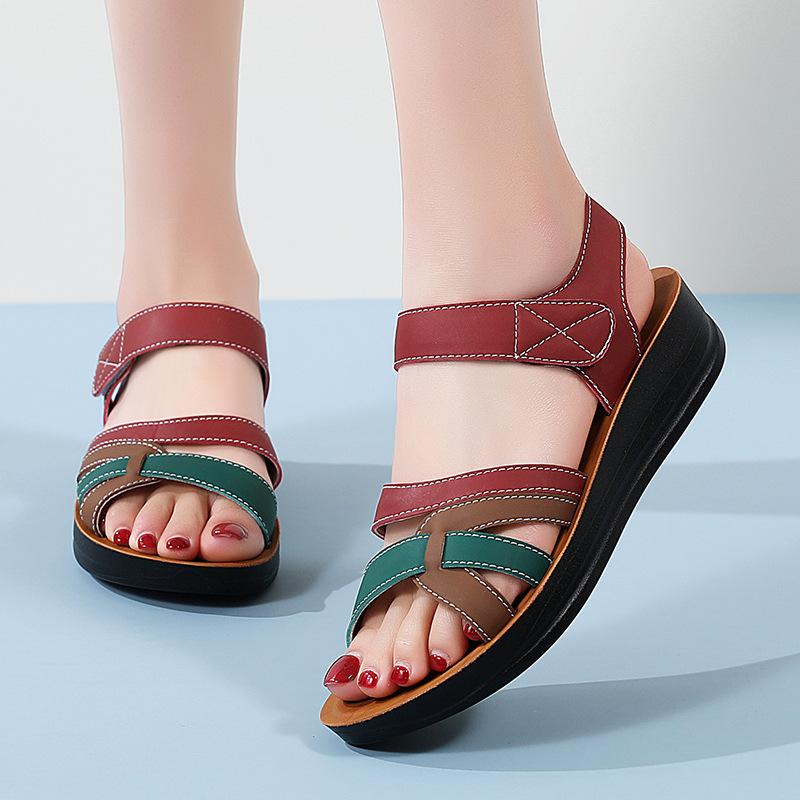 Damen Sommer Festlich Niedrige Keilabsatz Sandalen Komfort zum Hineinschlüpfen Lässige Flache Sandalen Gehen Urlaub Fußgewölbestütze Offene Zehen Plattform Strand Sandalen für Damen