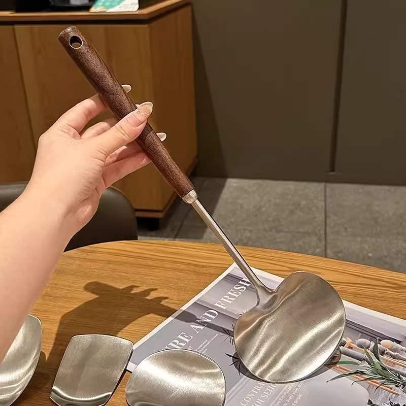 Stainless Steel Long Handle Mushroom Spatula and Soup Ladle 