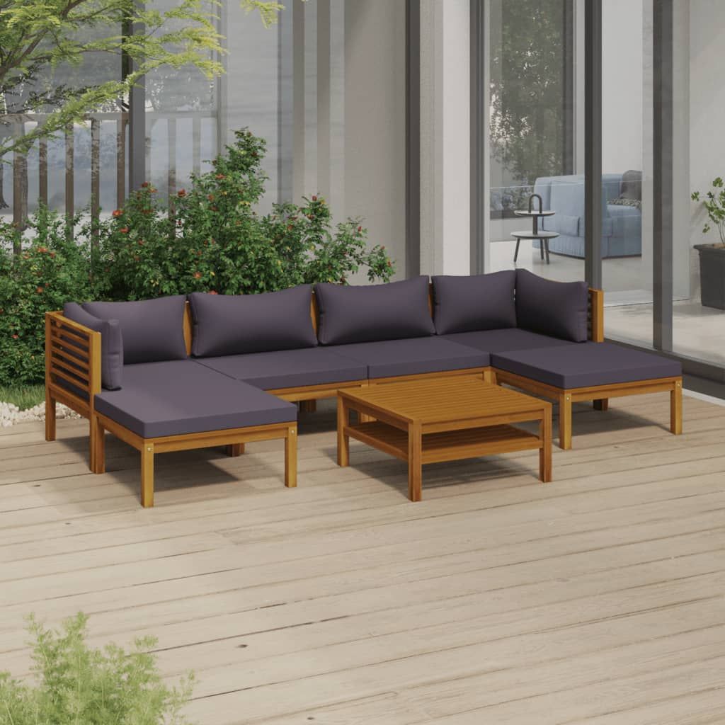 VidaXL Garden Furniture Set, 7 Pcs with Cushion, Solid Acacia Wood