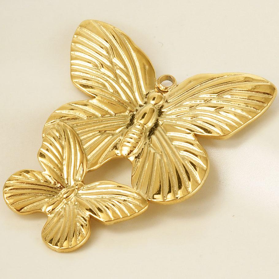 6pcs/Lot Silver/Gold Color Butterfly Animal Pendant Stainless Steel Charm For Jewelry Making Supplies Handmade Keychain Necklace