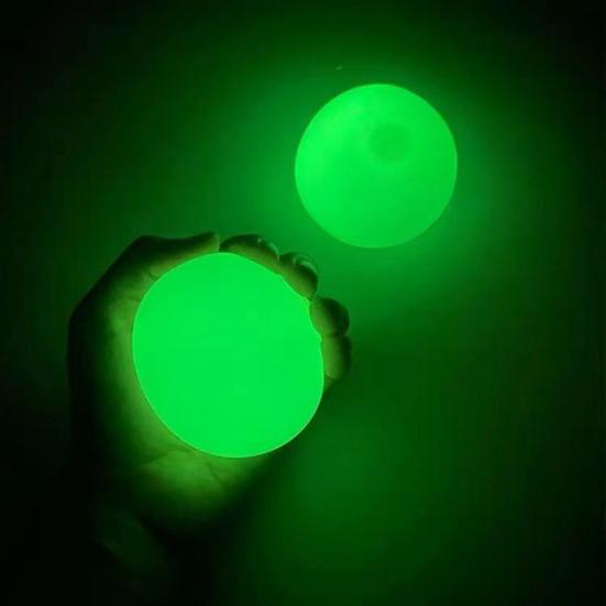 6/12Pcs Luminous Sticky Ball Glow-in-the-dark Wall Ceiling Sticky Ball TPR Anxiety Relief Stress Ball Fidget Toy Kids Teens Stocking Stuffer Gift