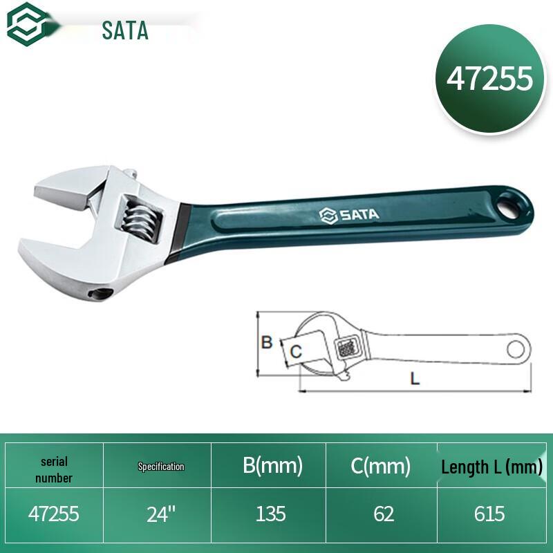 SATA Industrial Dipped Handle Adjustable Wrench