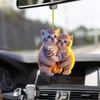 Entzückendes Acryl Paar Katze 2D Auto Hängeornament Für Stilvolle Auto Innenraumdeko