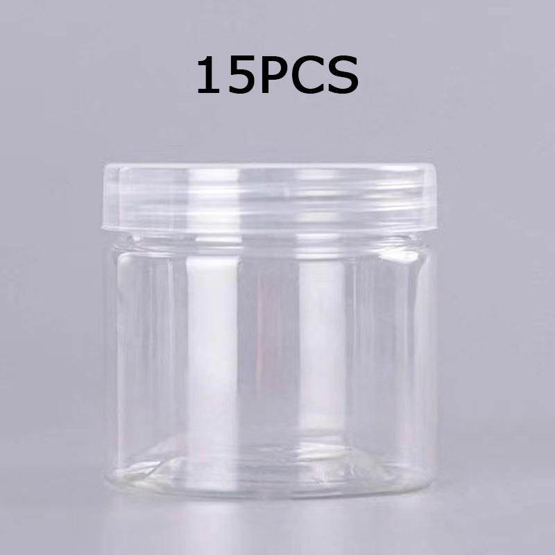 WTEMPO Clear Plastic Empty Jars with Lids Transparent Small Items Wide-Mouth Refillable Storage Containers Festive Party Decor Storage Jars