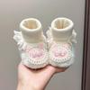 Infant Princess Shoes with Non-Slip Velvet Socks, Perfect for 0-1 Year Olds Learning to Walk in Winter (3-9 Months)